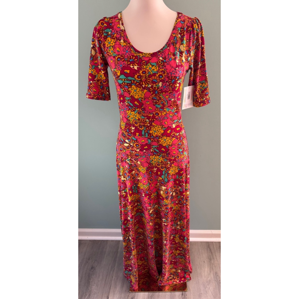 Women's LuLaRoe Ana Dress Size S Red Multi-color